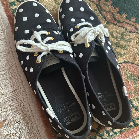 Kate Spade Keds Black Sneakers with White Polka Dots 8 - Picture 5 of 16